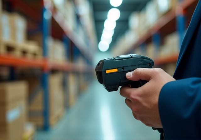 Warehouse staff performing inventory tracking